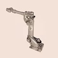 Golden Industrial Robotic Arm With Mechanical Joints And Stable Base Structure 3d model