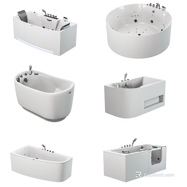 Modern Bathtubs With Various Shapes And Contemporary Design Features 3d model 
