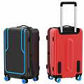 Black with Blue Accents and Red Hard Shell Luggage Suitcases with Wheels and Telescopic Handle