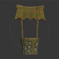 Traditional Garden Ornament With Tiled Roof Wooden Pillars And Stone Base