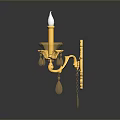 Elegant Red And Gold Wall Sconce Lighting Combination With Candle Shaped Design And Crystal Pendants
