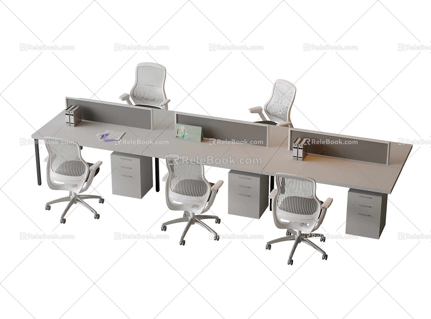 Office Table and Chair Combination Workstation Computer Table and Chair Rotatable Chair E-sports Chair 3d model