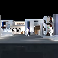 Modern Exhibition Booth Interior Design With White Walls Reception Desk And Seating