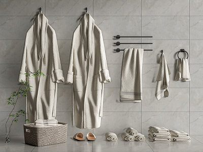 Modern Towel Rack Bathrobe Storage Basket model