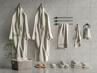 Modern Towel Rack Bathrobe Storage Basket 3d model