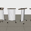 Four White Functional Tables With Wheels And Tablet On Top 3d model