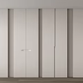 Modern Minimalist White Wardrobe Design With Sliding Doors And Wood Floor