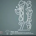 Stylish Neon Lamp Combination With Cartoon Character Design And White Glowing Light