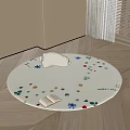 Soft Round Carpet with Colorful Flower Patterns and a Book for Cozy Living Room Corner