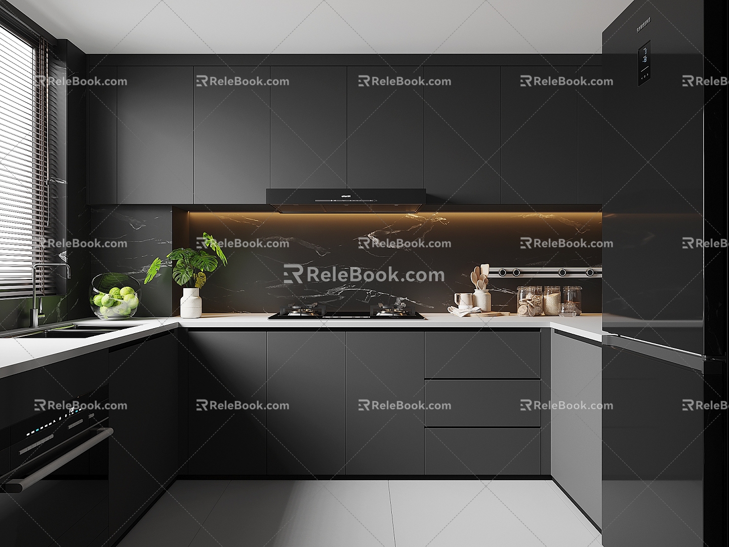 Modern home kitchen 3d model