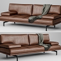 Zanotta modern leather two-seat sofa 3d model