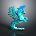 Game and Movie Character Blue Dragon Like 3D Model With Wings Red Eyes Dynamic Pose