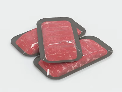 Fresh Vacuum Packed Meat Portions in Sealed Containers for Freshness 3d model