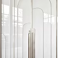 Modern Glass Sliding Doors with Sleek Metal Frame and Curved Lines for Interior Design