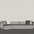 Modern Light Gray Sectional Sofa With Plush Cushions And Decorative Pillows 3d model