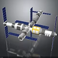 Orbital Space Station Modular Structure Featuring Extended Solar Panel Arrays