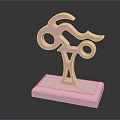 Pink Metallic Abstract Sculpture Decorative Furniture Ornament With Square Base