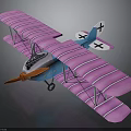 Pink Biplane Model With Blue Body Orange Propeller And X Mark For Space Education