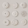 White Decorative Ceiling Medallions With Various Ornate Patterns And Different Designs
