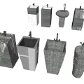 Various Modern Washbasin Designs With Stone Materials And Different Shapes 3d model