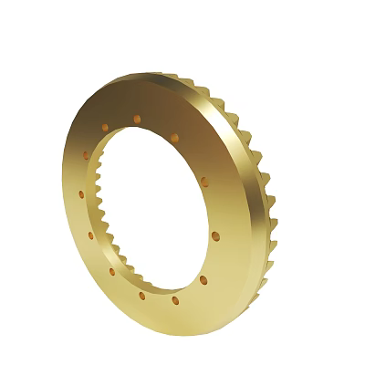 Gold Toothed Ring Gear With Small Holes Industrial Mechanical Component 3d model
