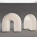 Modern Arch Table Lamps with White Striped Design and Transparent Base