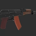Classic AK Assault Rifle With Wooden Grip And Black Metal Body Structure