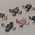 Various Design Entertainment Tables With Colorful Chairs For Casual Spaces