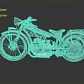 Vintage Classic Motorcycle With Black Blue Body Brown Leather Seat And Chrome Details