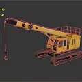 Yellow Crawler Function Vehicle With Extended Crane Arm And Construction Cab 3d model