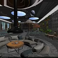 Modern SPA Sauna Interior With Indoor Pool Marble Walls Green Plants And Comfortable Seating