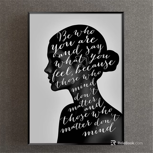 Minimalist Black And White Figure Silhouette Art With Inspirational Quote 3d model 