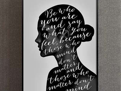 Minimalist Black And White Figure Silhouette Art With Inspirational Quote 3d model