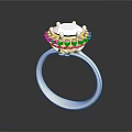 Elegant Luxury Platinum Ring Featuring Large Central Stone And Sparkling Diamonds