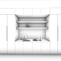 Modern Wooden Decorative Cabinet With Open Shelves Glassware And Decorative Items