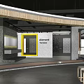 Modern Luxury Commercial Space Entrance With Marble Wall Gray Floor And Yellow Door Signage