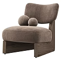 Comfortable Leisure Chair With Beige Fabric Cushion Wooden Legs And Two Round Pillows