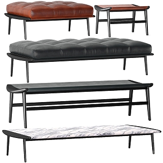 Sofa stool Bed end stool Shoe changing stool Bench set 3d model