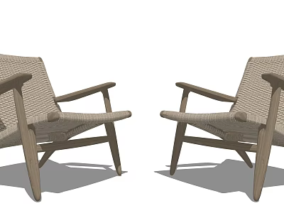 Modern Leisure Chairs With Wooden Frame And Woven Design For Comfortable Seating 3d model