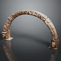Stunning Scenic Landscape Surrounding Historic Stone Arch With Detailed Carvings