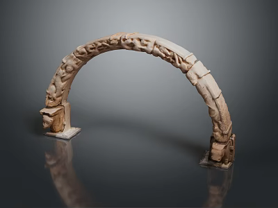 Stunning Scenic Landscape Surrounding Historic Stone Arch With Detailed Carvings 3d model