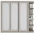 Modern Classic Wardrobe With Mirror Doors Carved Panels And Side Shelves Design
