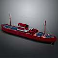 Red Water Transport Boat Featuring Solar Panels on Deck and Chimney Hull Design