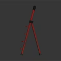 Sturdy Red Metal Ladder With Black Handle And Non Slip Steps For Home Use