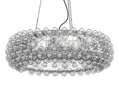 Modern Circular Chandelier With Transparent Glass Balls For Bright Decorative Lighting 3d model
