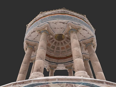 Ancient Architecture Dome Structure With Ornate Stone Carvings And Columns 3d model