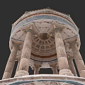 Ancient Architecture Dome Structure With Ornate Stone Carvings And Columns 3d model