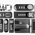Modern combination lock combination lock key stainless steel lock bolt lock triangle lock cylinder hardware 3d model
