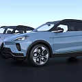 Modern SUV Exterior Design With Silver And Light Blue Body And Black Roof