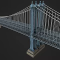 Suspension Bridge Architectural Structure With Steel Tower Cables Pier And Deck Design 3d model